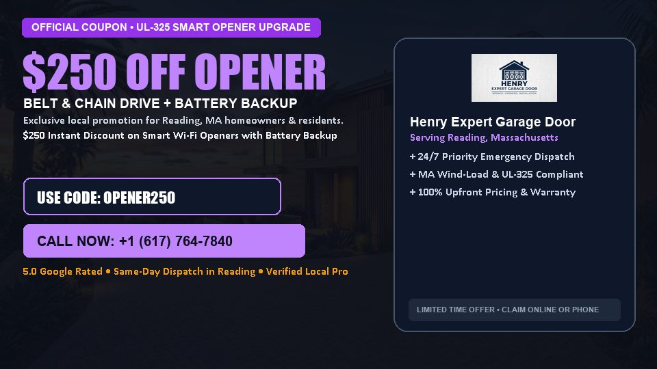 $250 OFF Smart Wi-Fi Garage Door Opener Installation in Reading, MA - Henry Expert Garage Door