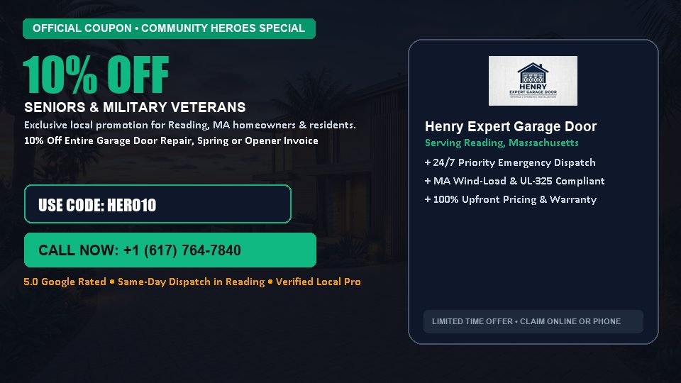10% OFF Senior, Military & First Responder Discount in Reading, MA - Henry Expert Garage Door
