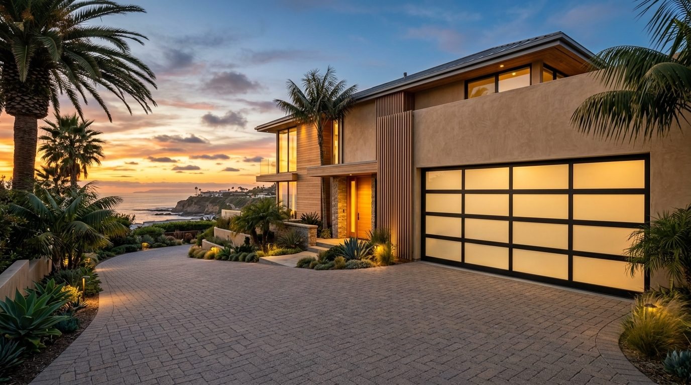 Henry Expert Garage Door Exterior Closed Garage Door at Twilight